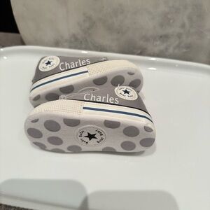 NWT- Our Baby Bakery Baby Gray High-Top Custom Sneakers  “CHARLES”